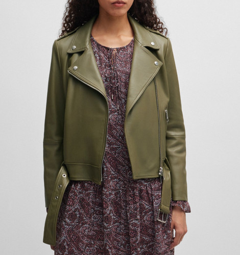 Green leather jacket women - green,